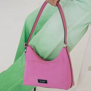 KATE SPADE SAM ICON KSNYL NYLON SMALL SHOULDER BAG IN PINK CLOUD - OS